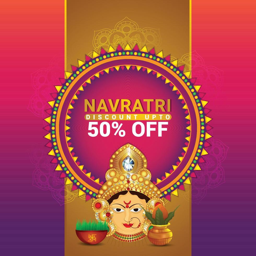 carta speciale di vendita navratri con kalash realistico vettore