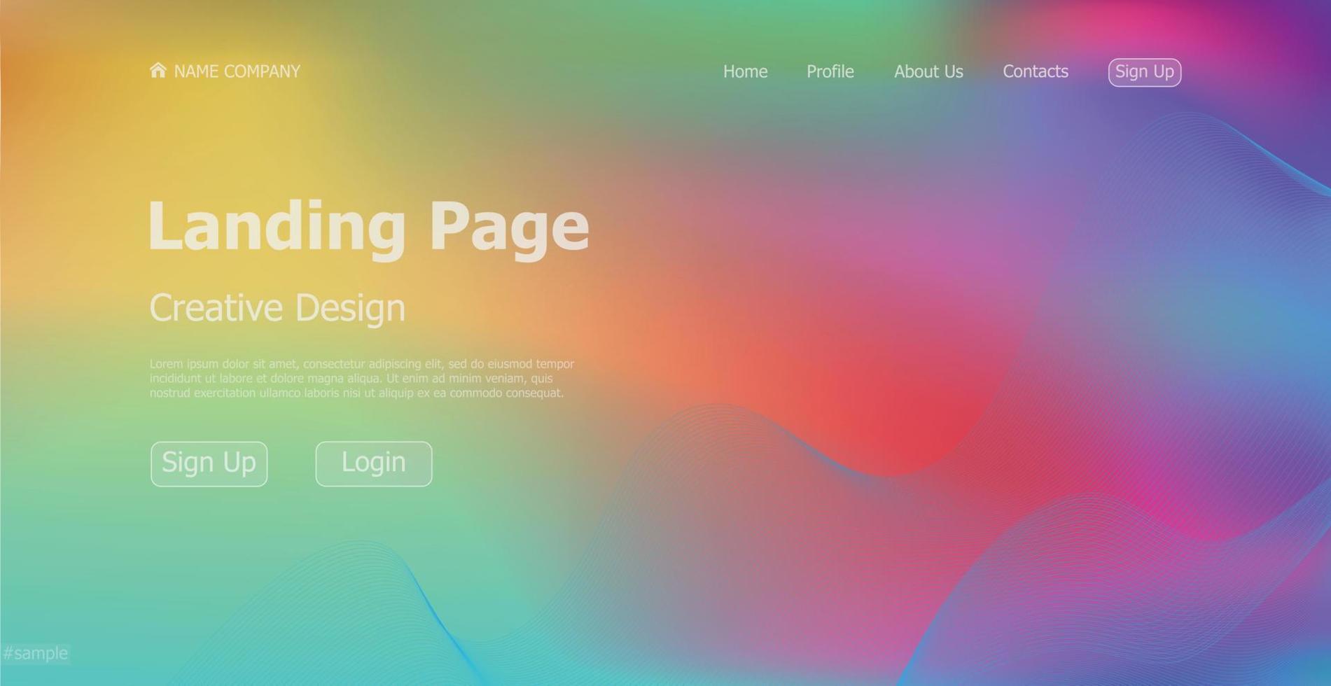 gradiente colorato modello web landing page sito web digitale landing page design concept - vettore