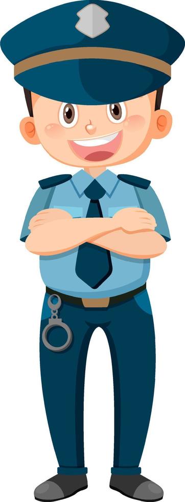 personaggio dei cartoni animati dell'ufficiale di polizia su priorità bassa bianca vettore