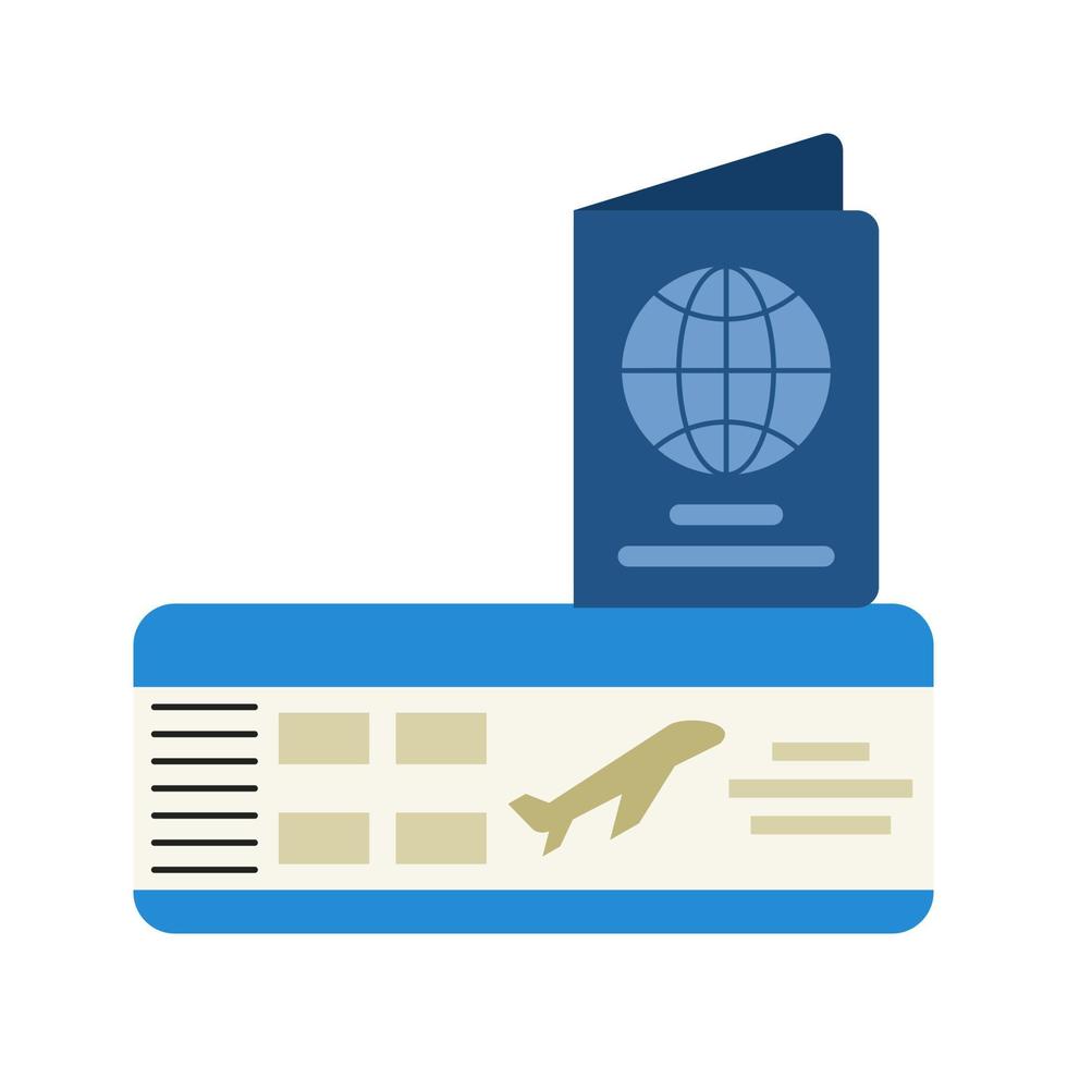 icona del colore piatto del biglietto e del passaporto vettore