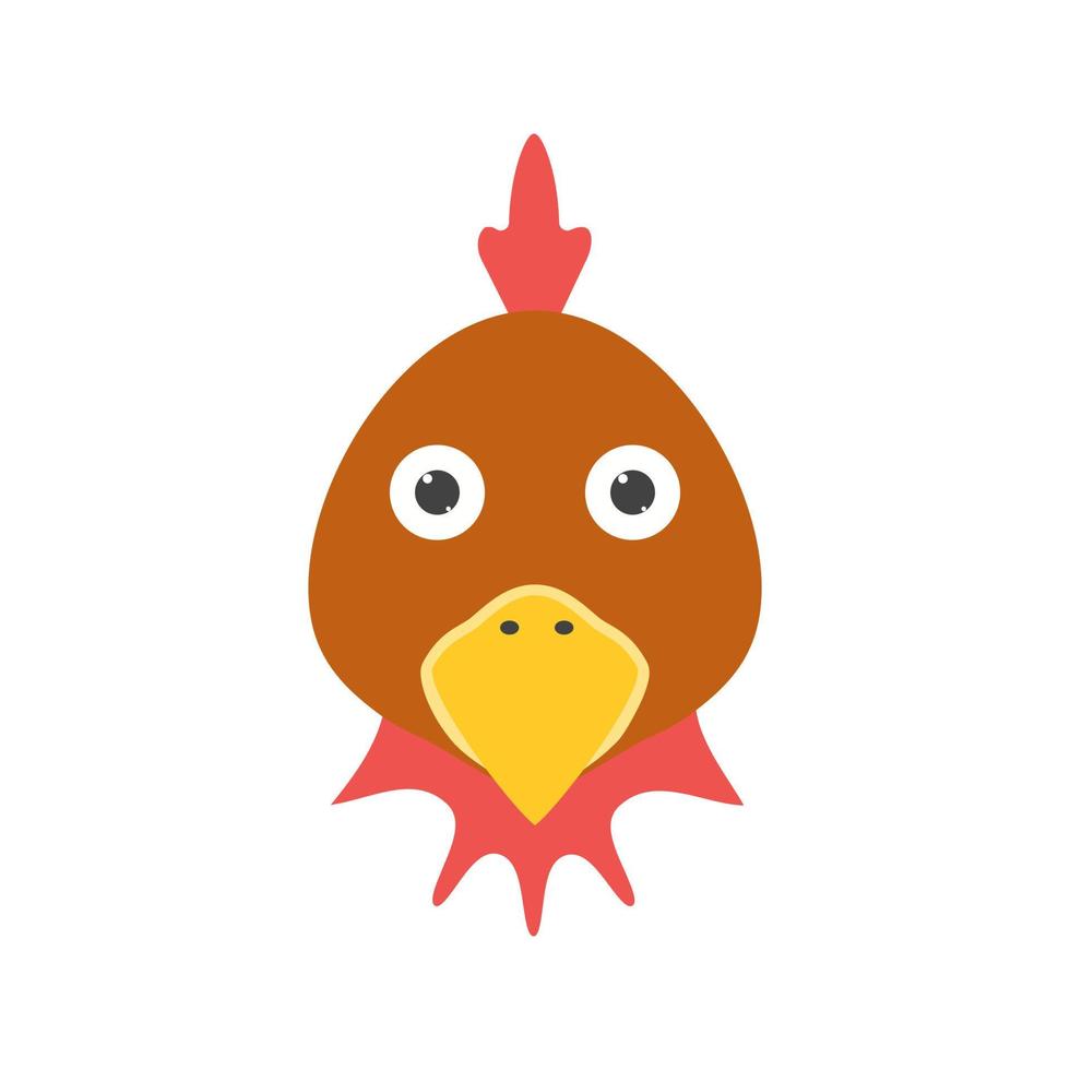 icona di colore piatto faccia di pollo vettore