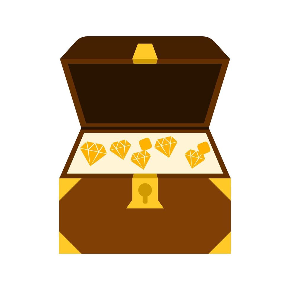 icona a colori piatta della scatola del tesoro aperta vettore