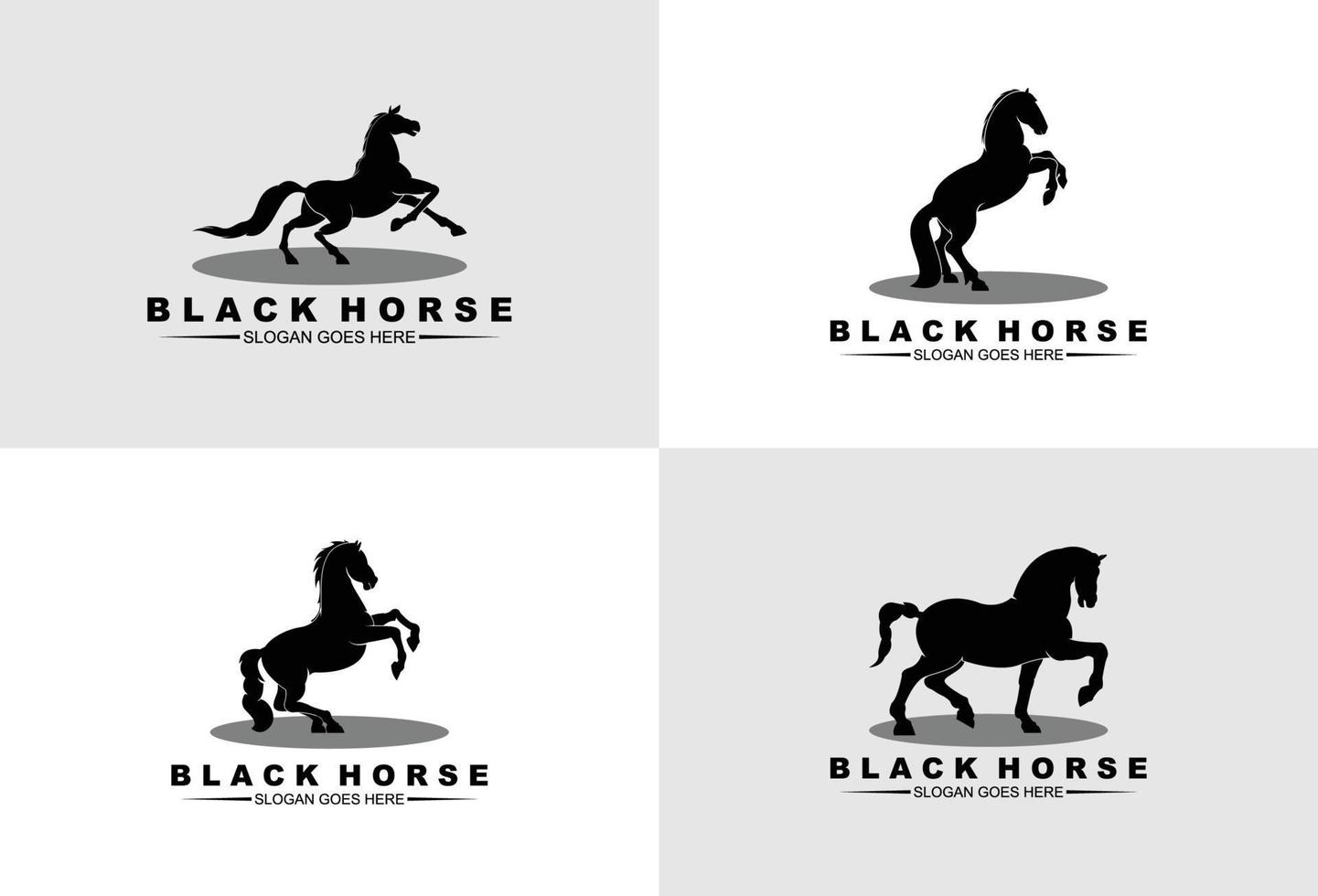 set di modello di logo della siluetta del cavallo nero creativo vettore