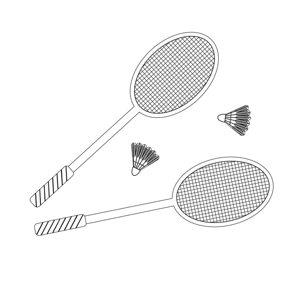attrezzatura da badminton. illustrazione vettoriale in stile doodle