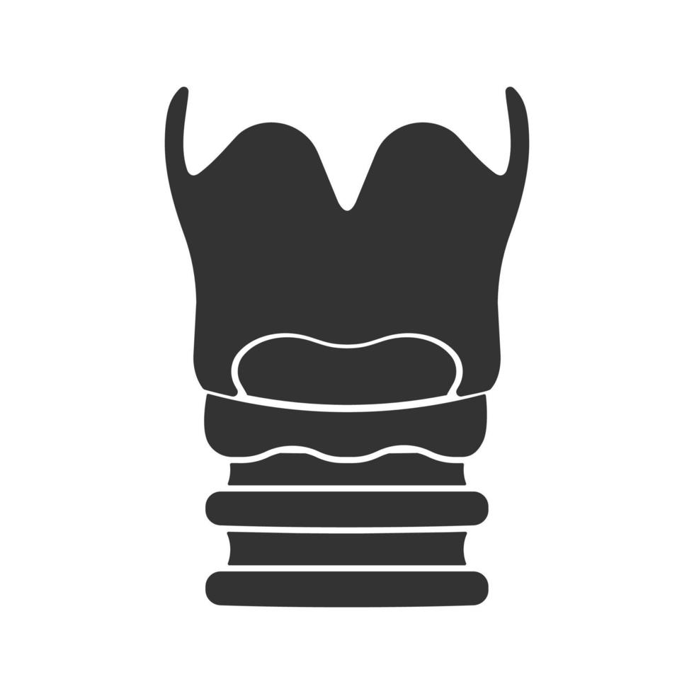 icona del glifo della laringe. casella vocale. simbolo della sagoma. spazio negativo. illustrazione vettoriale isolato