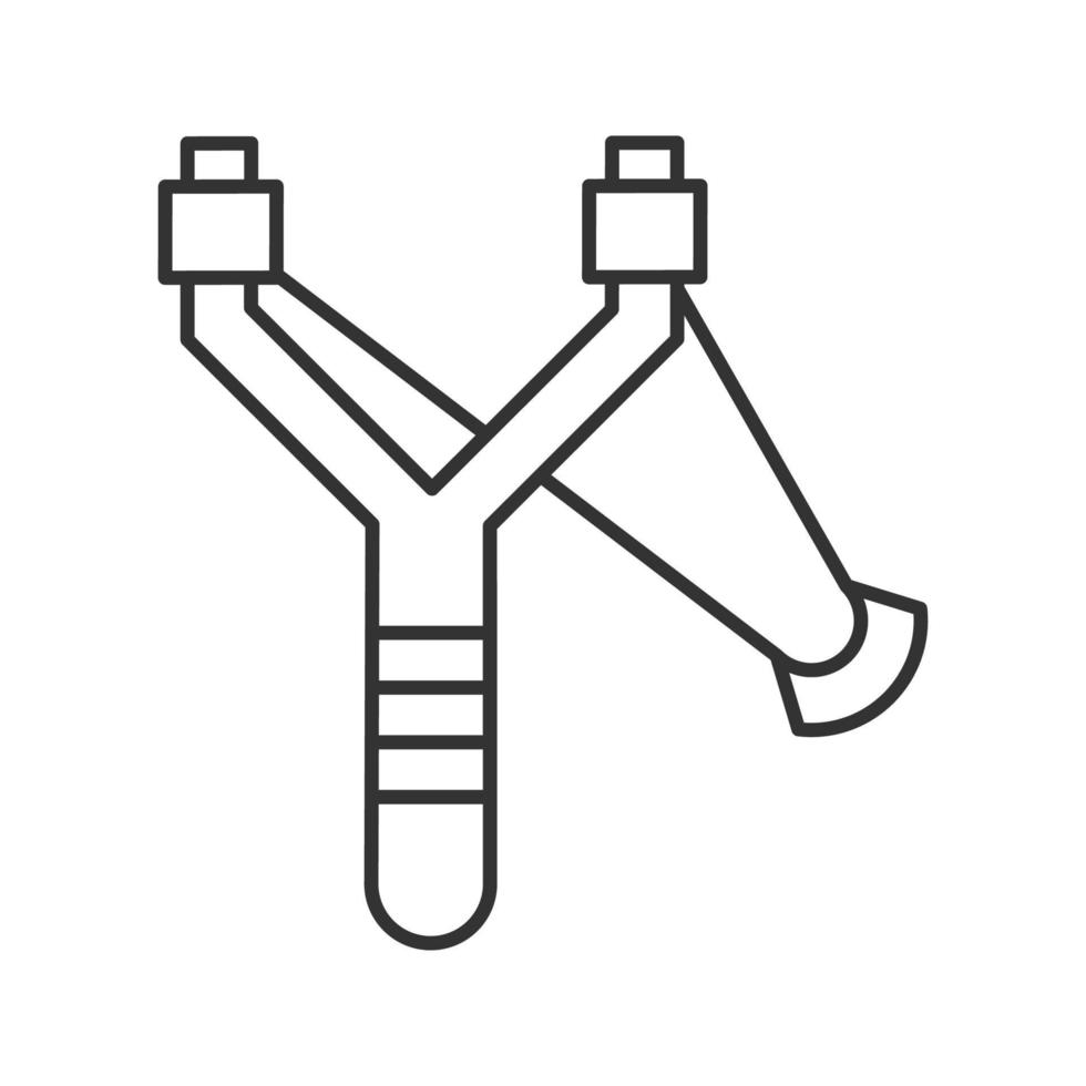 icona lineare della fionda. illustrazione al tratto sottile. simbolo di contorno. disegno di contorno isolato vettoriale
