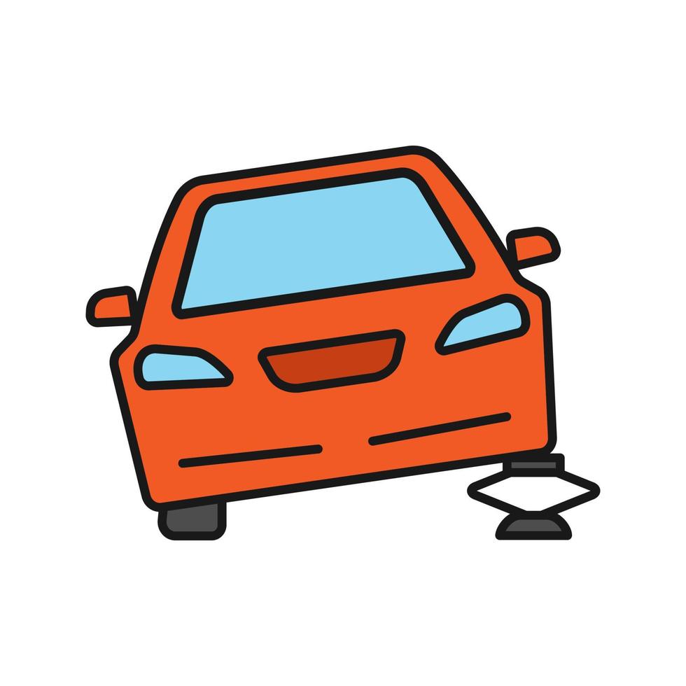 icona del colore del jack per auto portatile. cambio ruota. automobile rotta. illustrazione vettoriale isolata