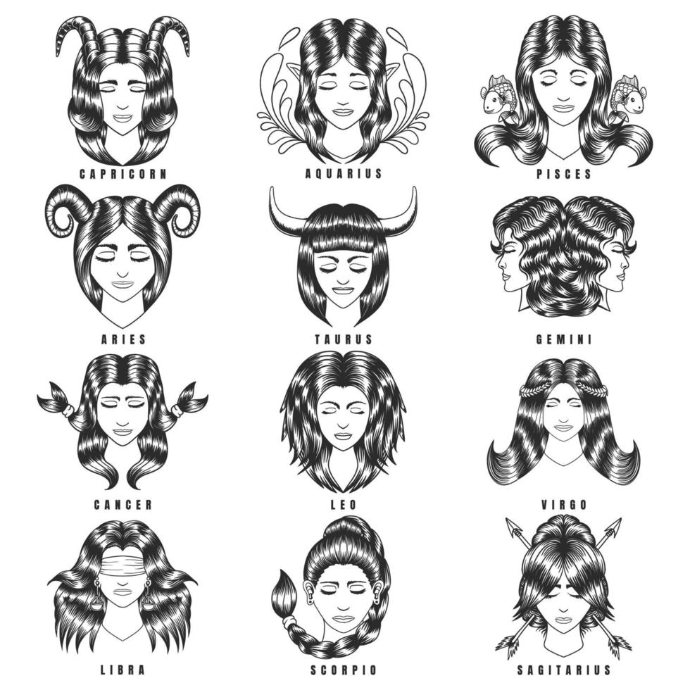 illustrazione vettoriale dello zodiaco del carattere della donna