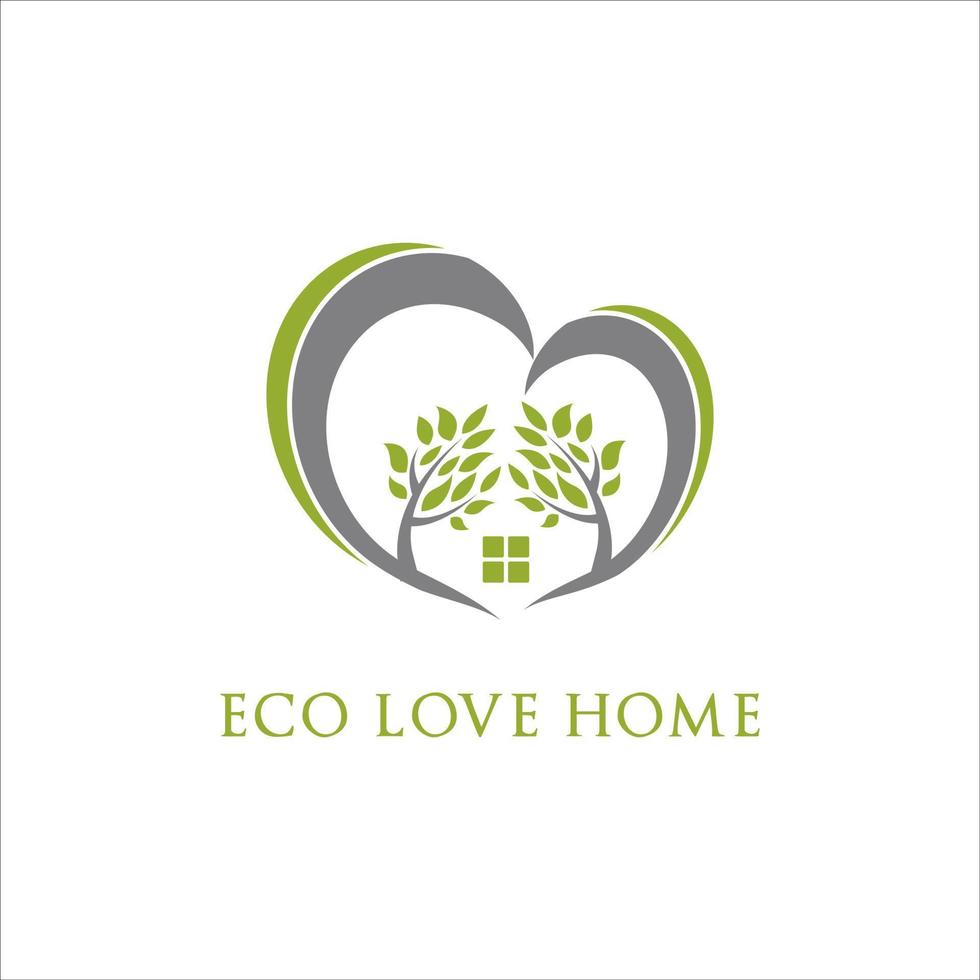 design del logo della casa di amore ecologico vettore