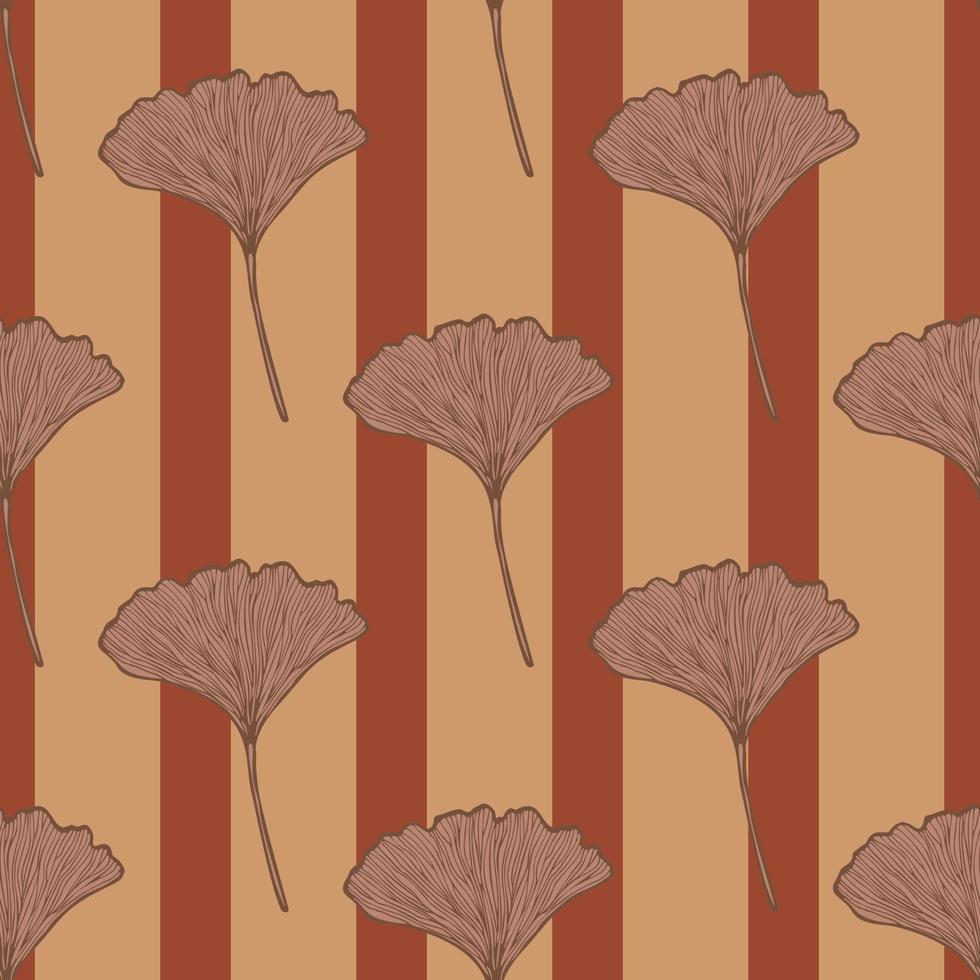 foglie incise senza cuciture ginkgo biloba. sfondo vintage botanico con fogliame in stile disegnato a mano. vettore
