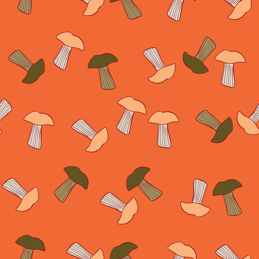 modello senza cuciture con funghi. sfondo di verdure autunnali forestali in stile doodle. vettore