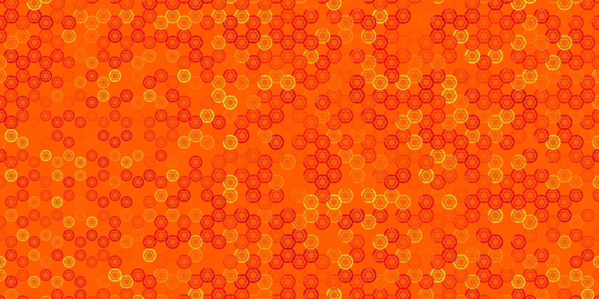 sfondo vettoriale arancione chiaro con simboli misteriosi.