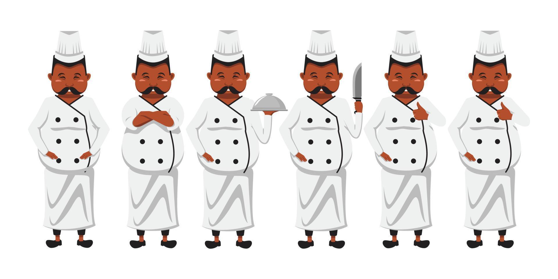 disegno dell'illustrazione di stile piatto di vettore dello chef indiano