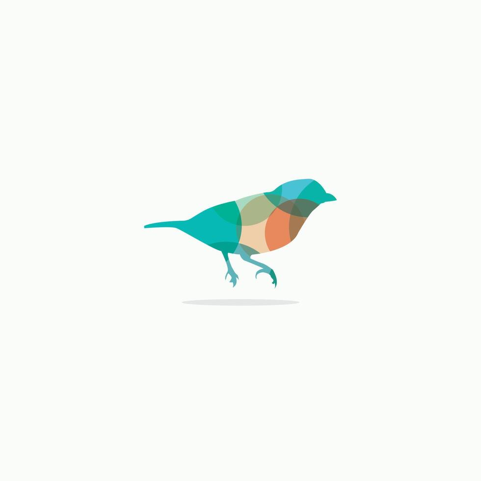 disegno vettoriale del logo dell'uccello, icona dell'amante degli uccelli, illustrazione vettoriale dell'uccello del passero colorato.