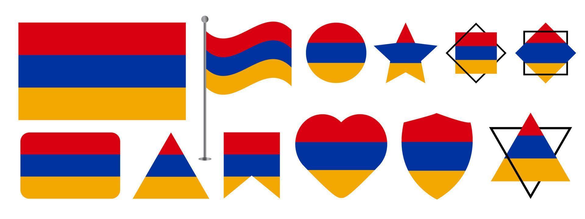 design della bandiera dell'armenia. insieme di progettazione di vettore della bandiera nazionale dell'armenia. illustrazione vettoriale bandiera armena