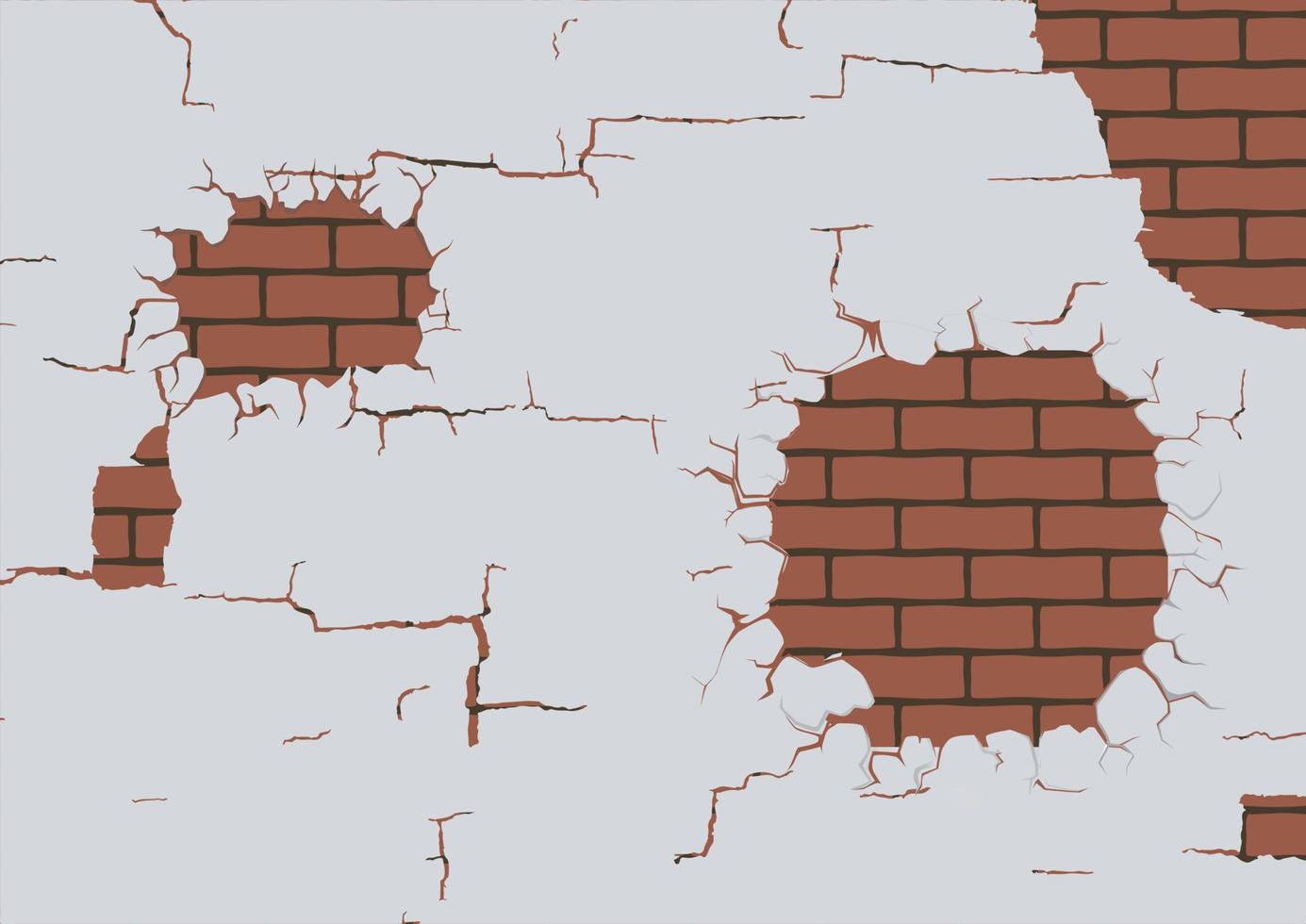 muro di mattoni rotto con foro. illustrazione vettoriale di muro di mattoni marrone
