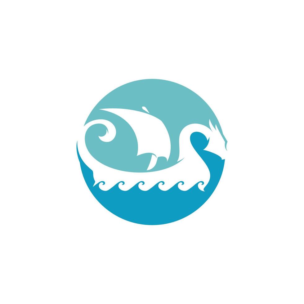logo della nave vichinga con illustrazione vettoriale a forma di drago