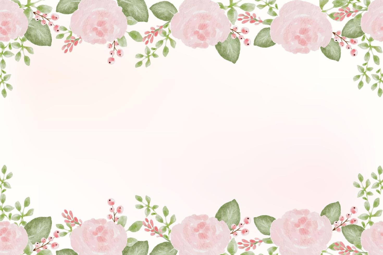 acquerello sciolto rose colorate e fiori selvatici bouquet corona cornice sfondo vettore