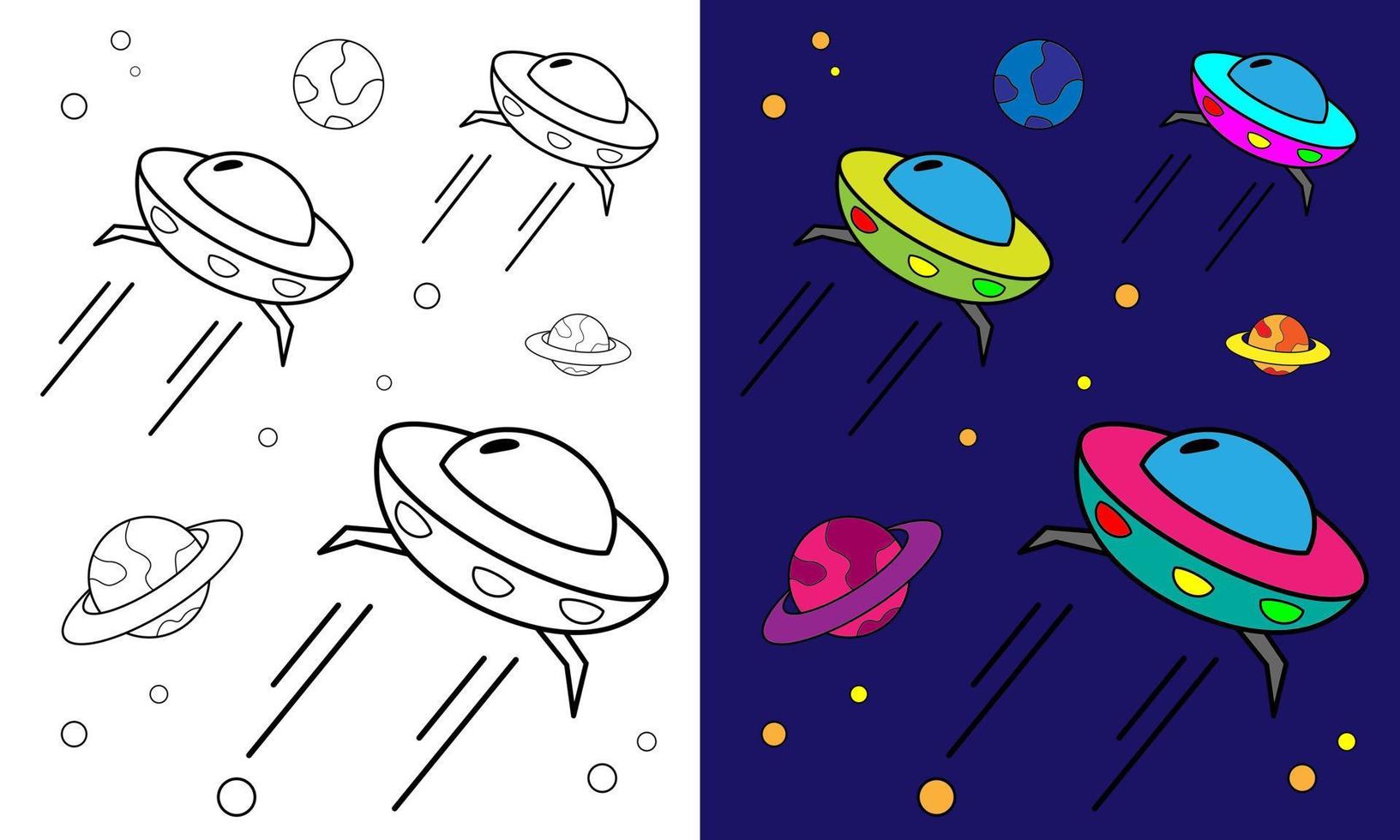 foglio da colorare ufo. adatto per prodotti per bambini vettore