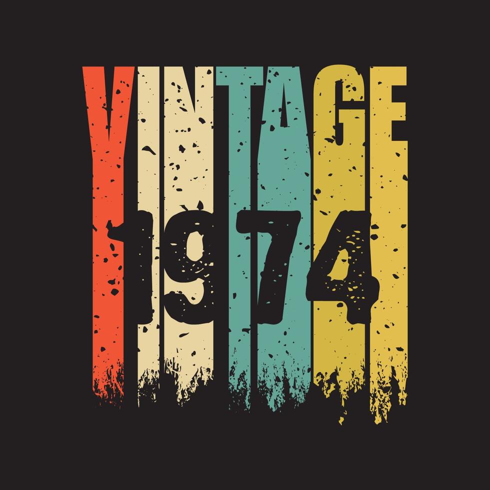 1974 design vintage t-shirt retrò, vettore