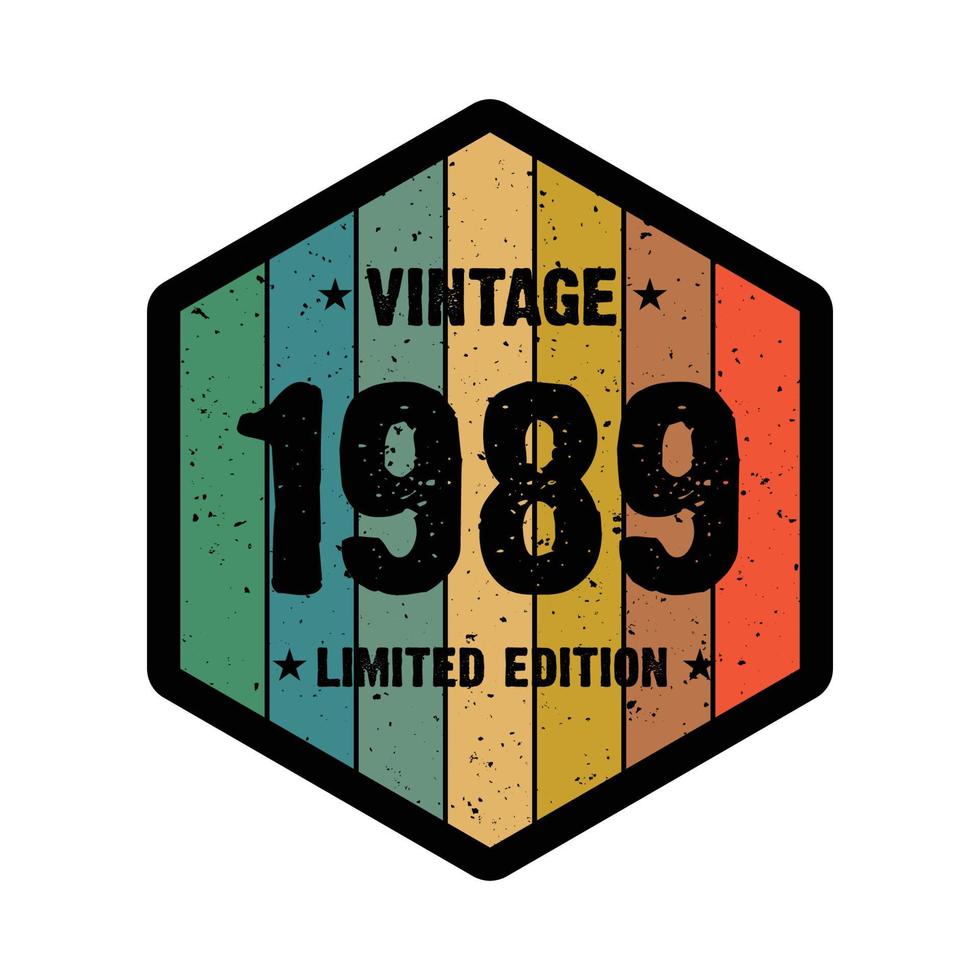 1989 design vintage t-shirt retrò, vettore