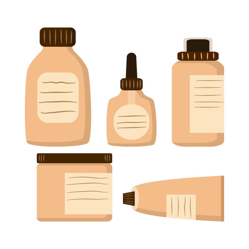 ClipArt di bottiglie per la cura della pelle naturale vettore