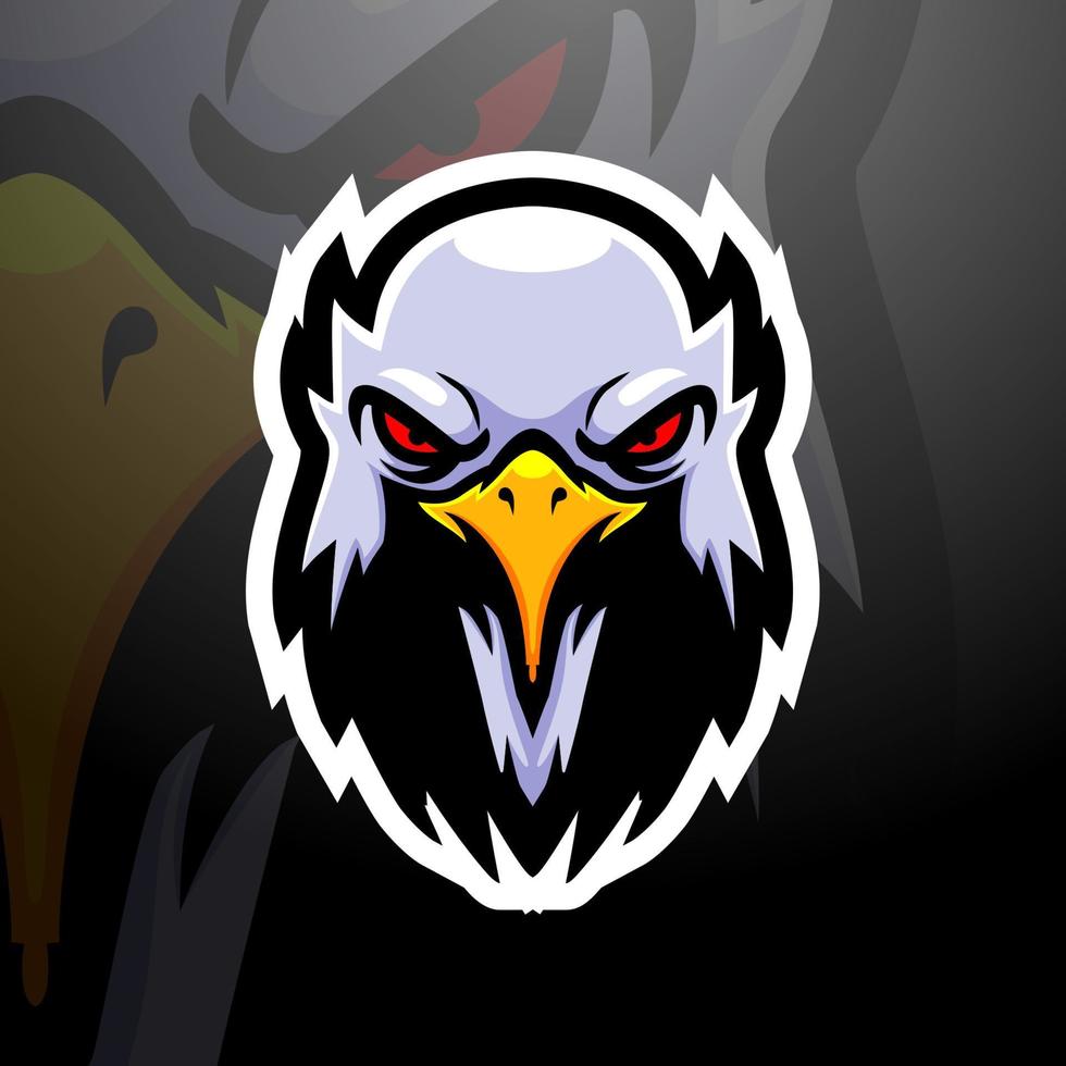 design del logo esport della mascotte della testa d'aquila vettore