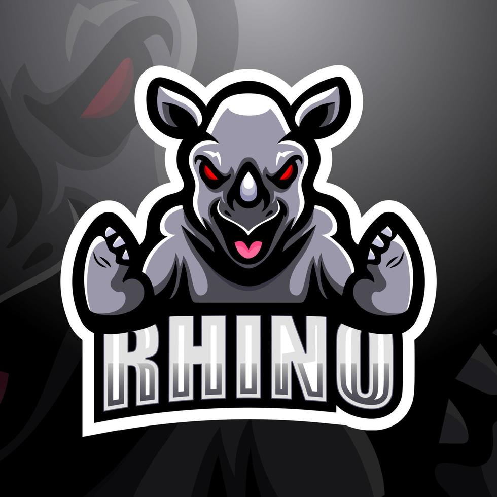 design del logo della mascotte di rinoceronte esport vettore