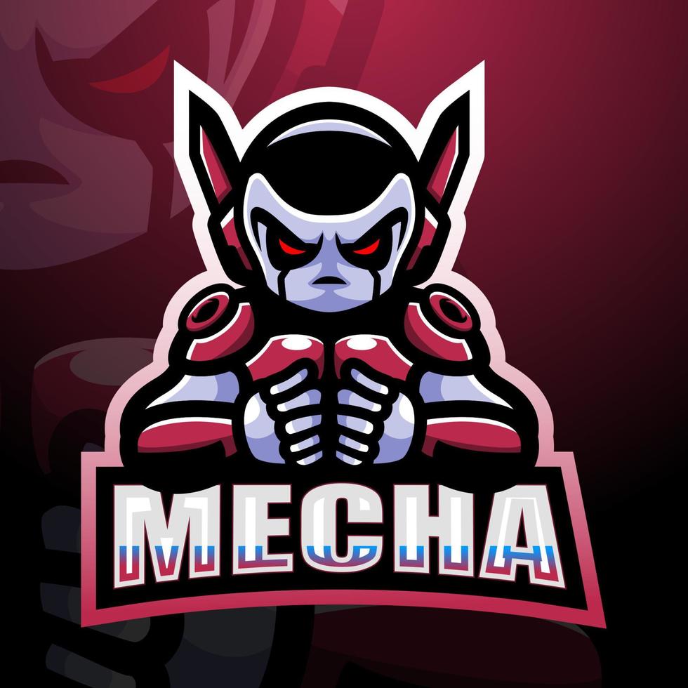 design del logo esport della mascotte mecha vettore