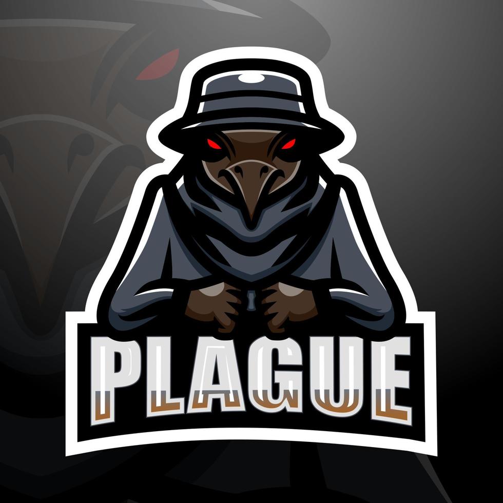 design del logo esport della mascotte della peste vettore