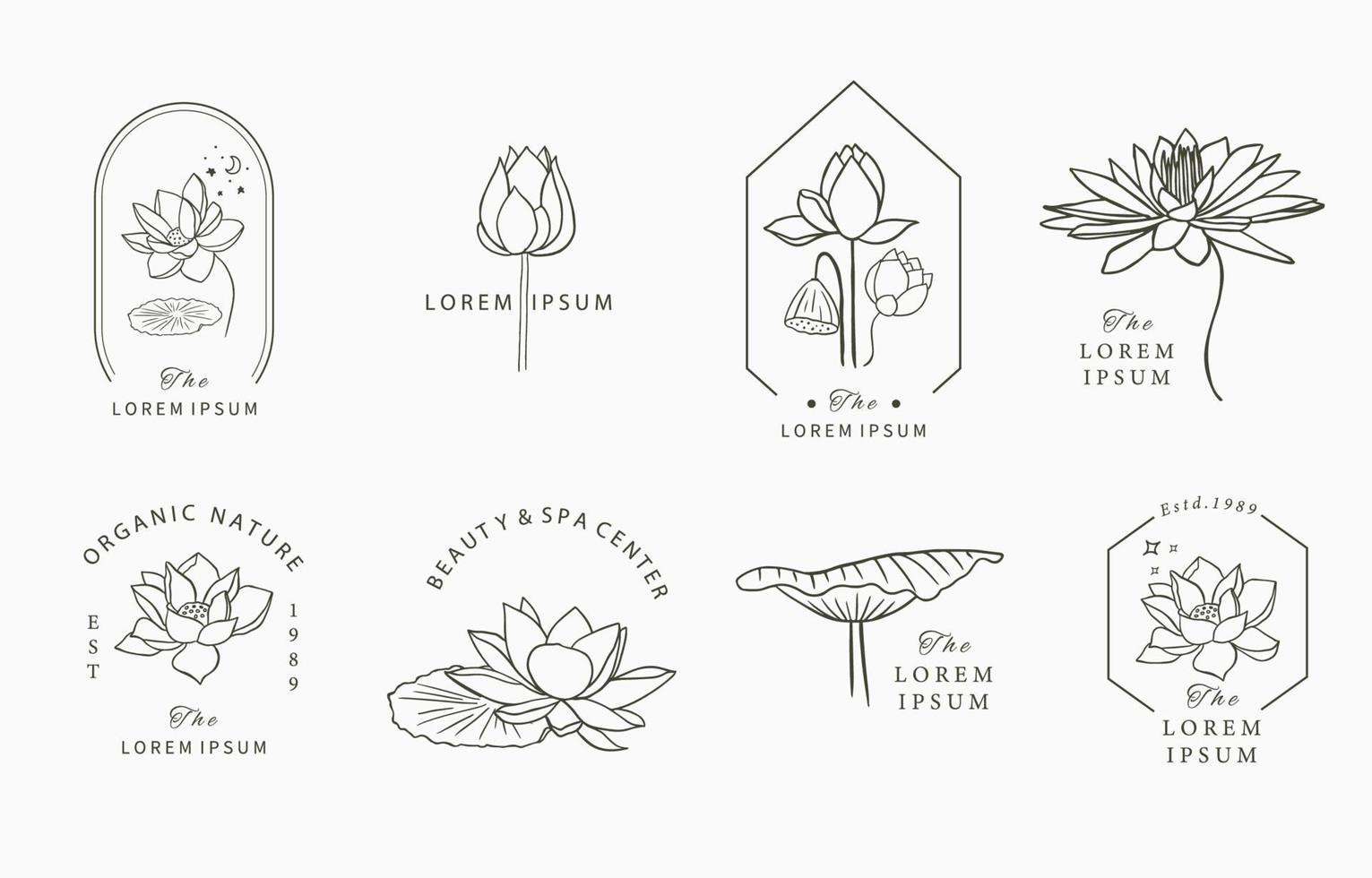 contorno di fiore di loto nero. illustrazione vettoriale per icona, adesivo, stampabile e tatuaggio