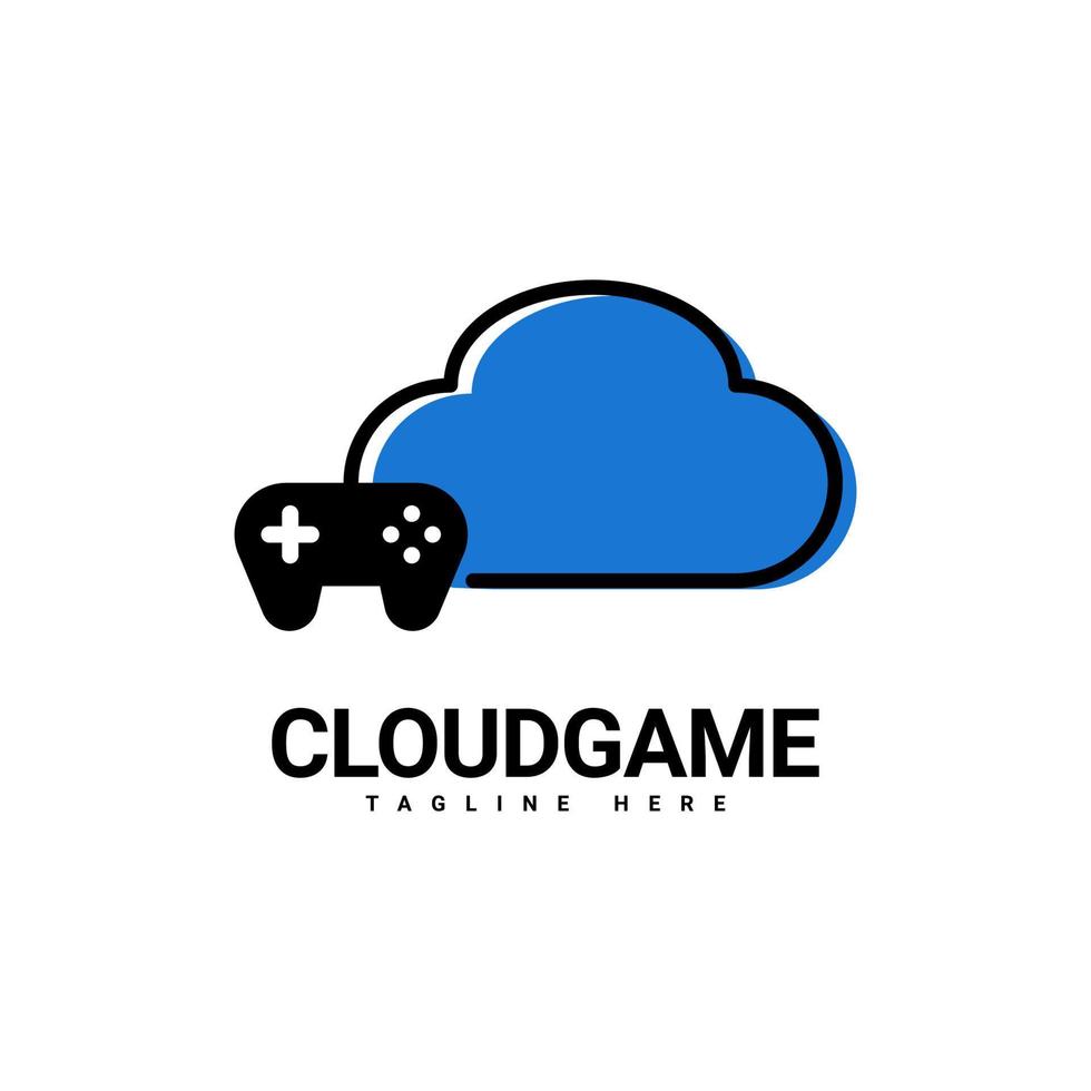 design del logo del gioco cloud, combinazione di joystick e logo cloud, modello vettoriale del logo