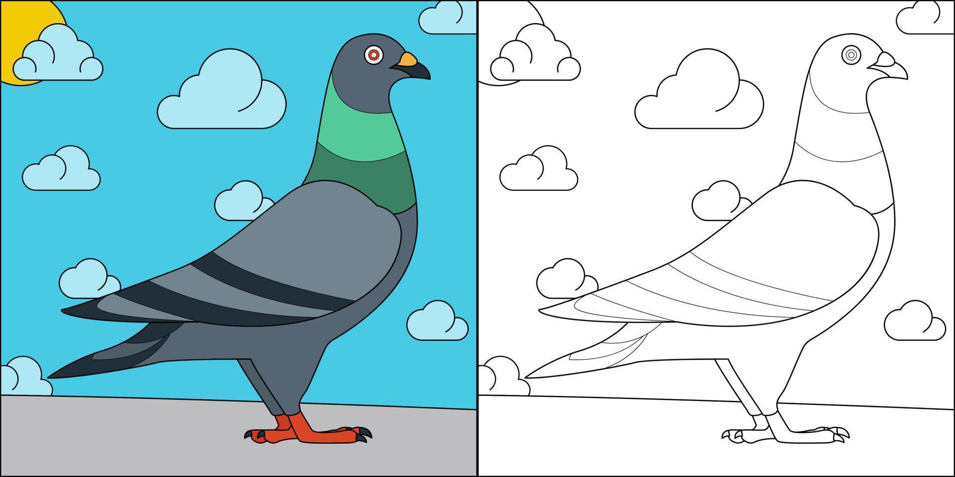 bellissimo piccione adatto per l'illustrazione vettoriale della pagina da colorare dei bambini