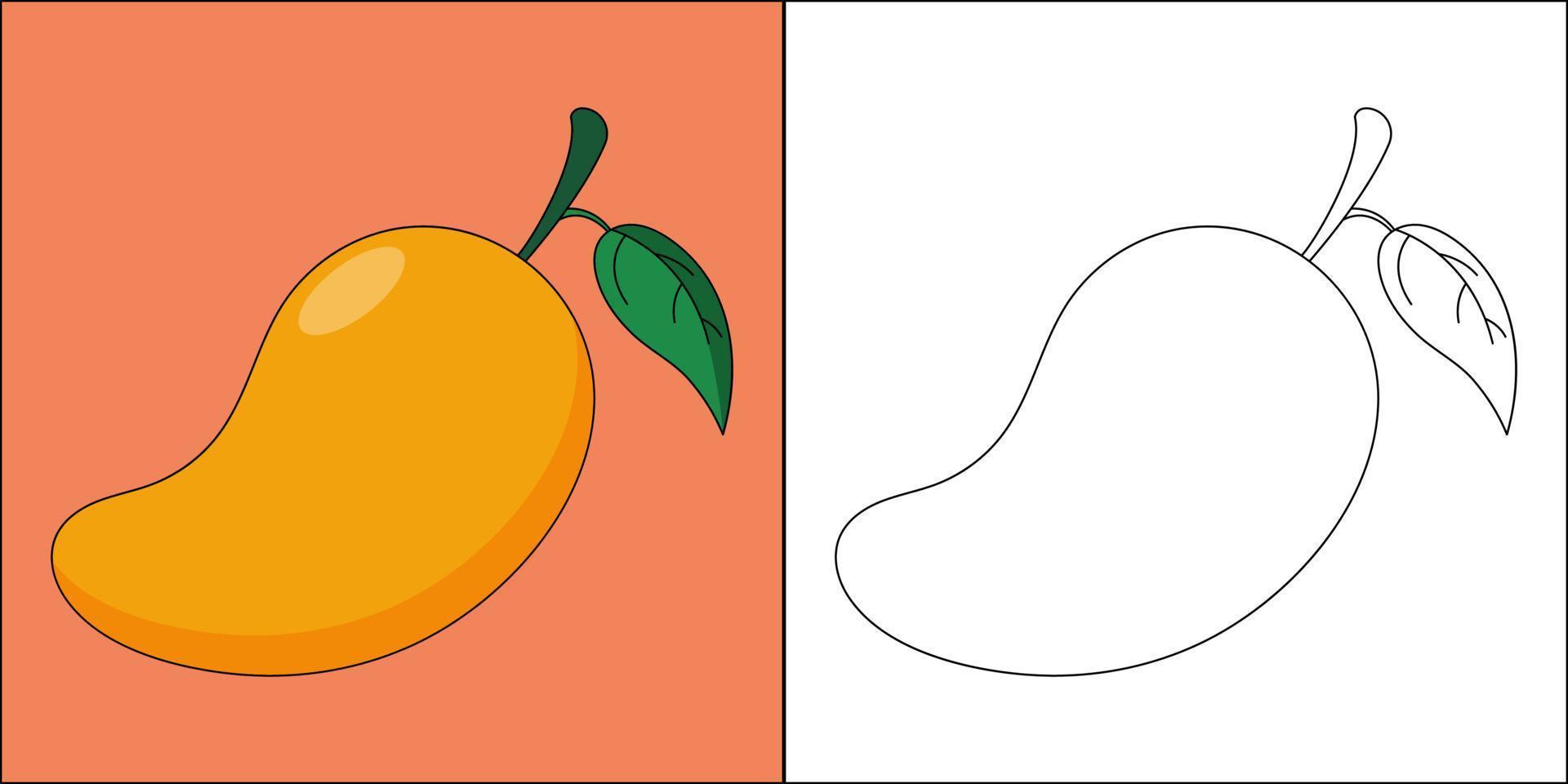 mango maturo adatto per l'illustrazione vettoriale della pagina da colorare dei bambini