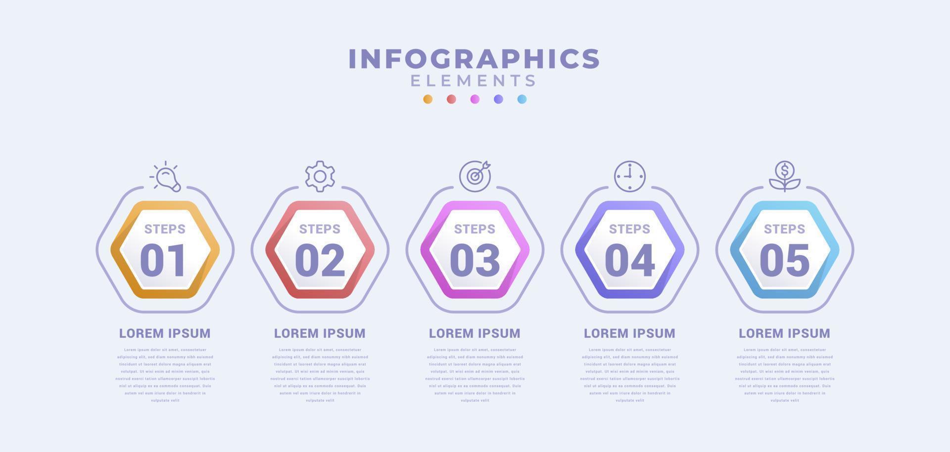 modello di infografica aziendale con cinque opzioni o processo vettore