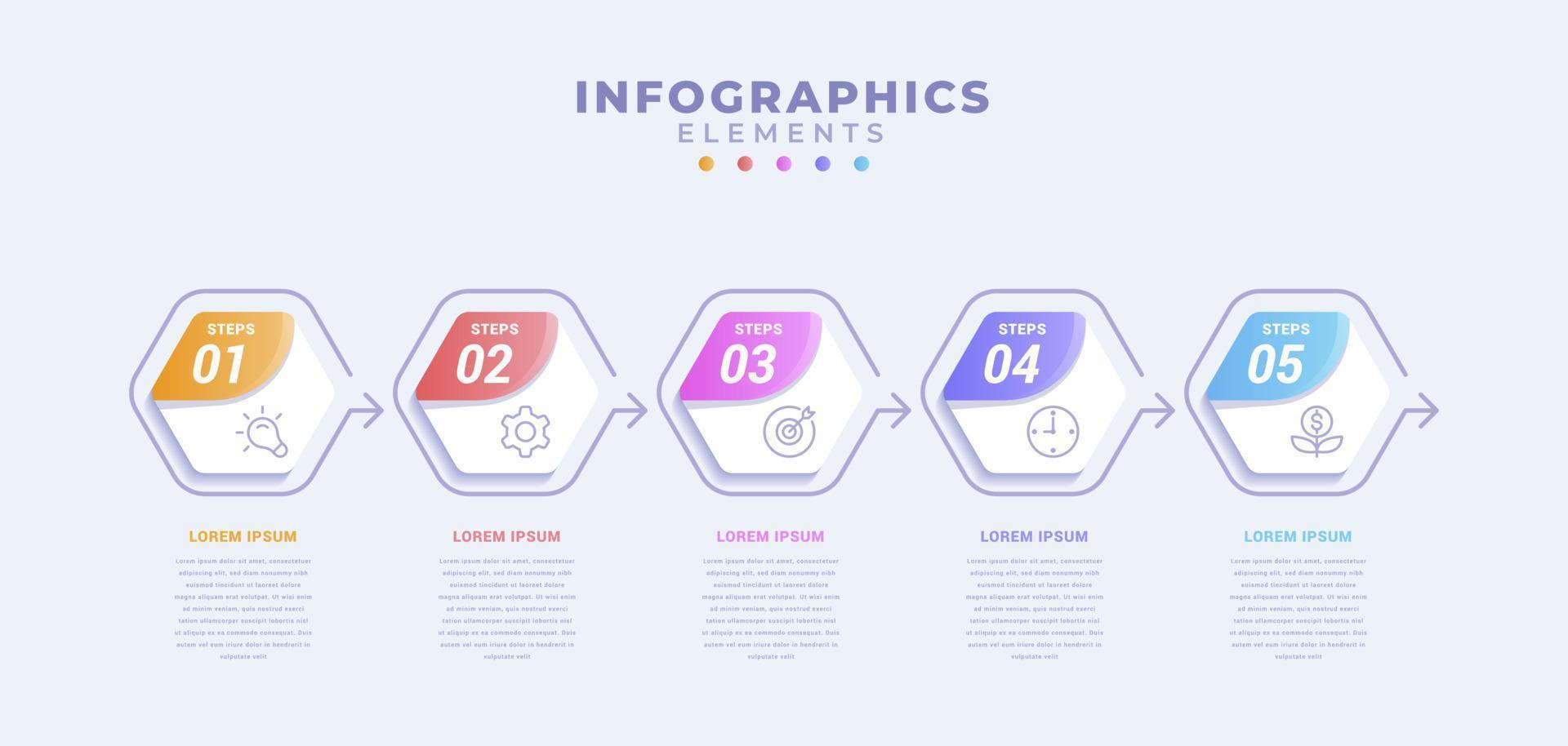 modello di infografica aziendale con cinque opzioni o processo vettore