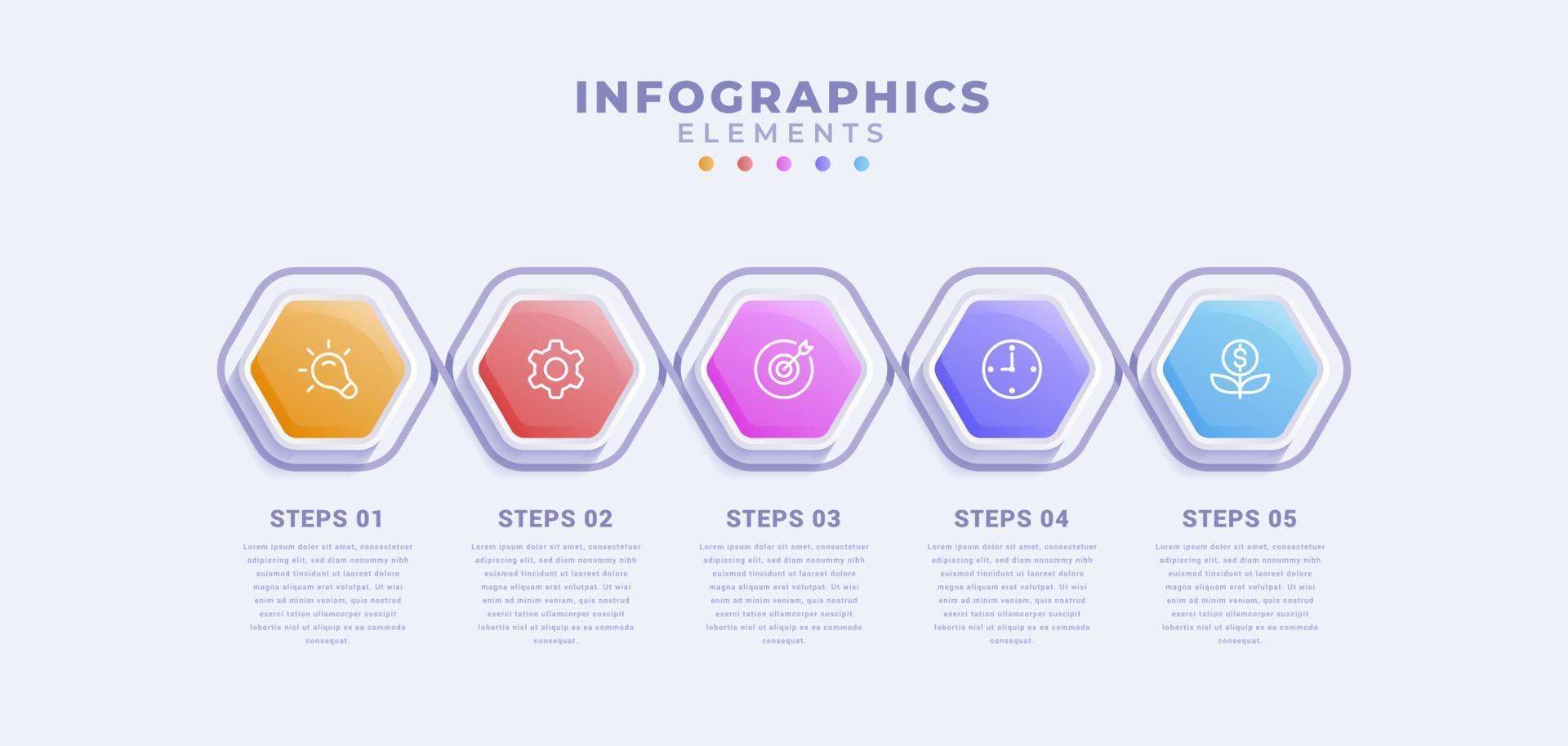 modello di infografica aziendale con cinque opzioni o processo vettore