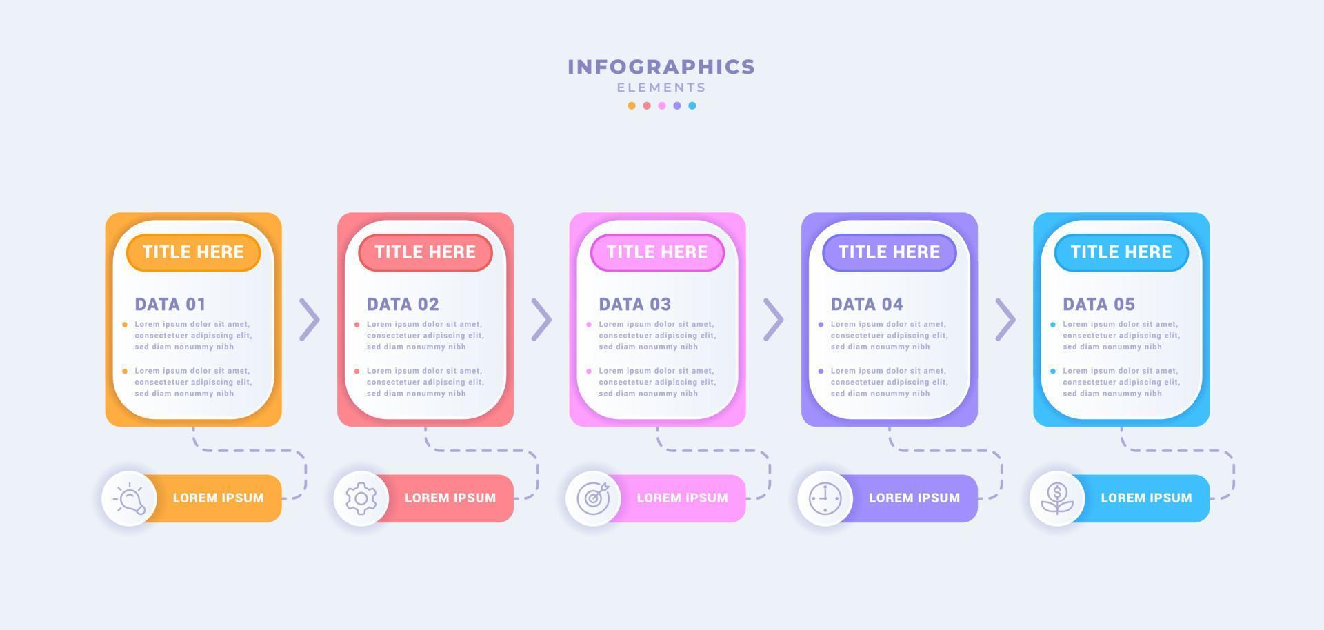 modello di infografica aziendale con cinque opzioni o passaggi vettore