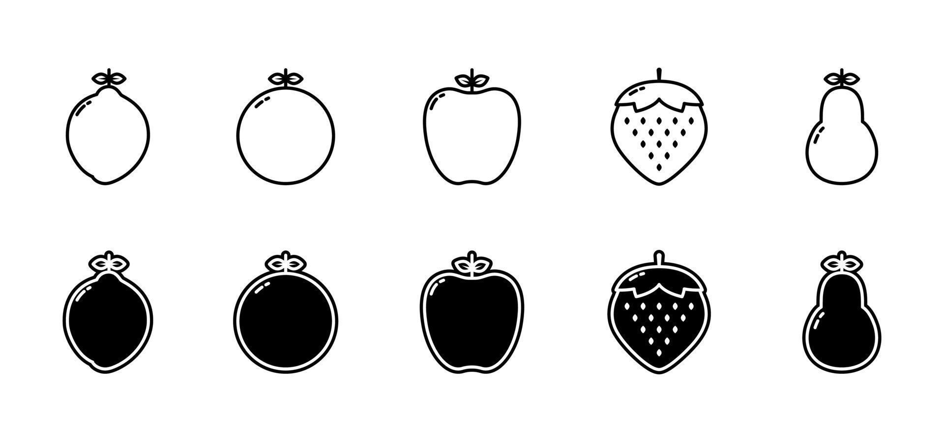 raccolta di icone di frutta isolata su sfondo bianco. semplice e pulito. vettoriale modificabile