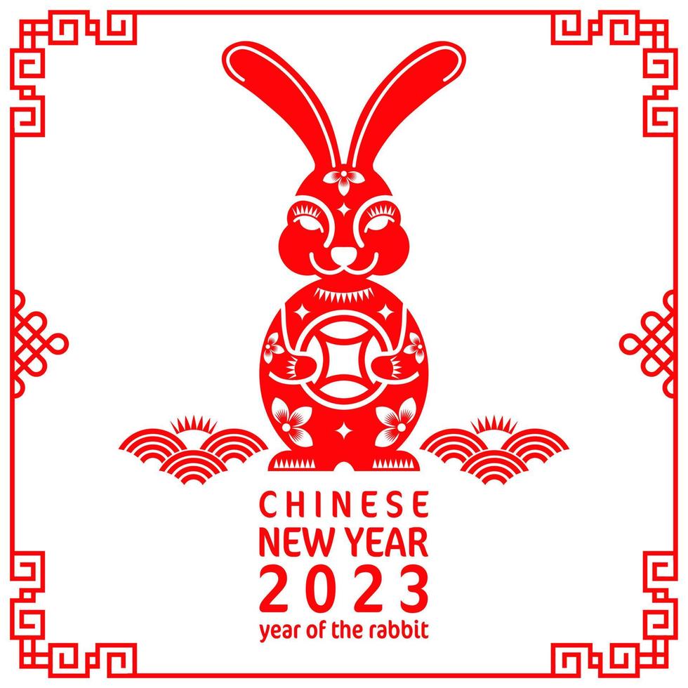 felice anno nuovo cinese 2023 anno dello zodiaco del coniglio vettore
