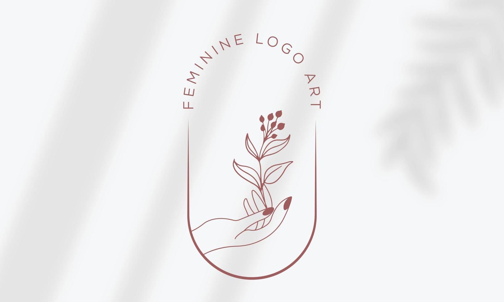 logo disegnato a mano di elemento floreale botanico con fiori selvatici e foglie. logo per spa e salone di bellezza, boutique, negozio biologico, matrimonio, designer floreale, interni, fotografia, cosmetici. vettore