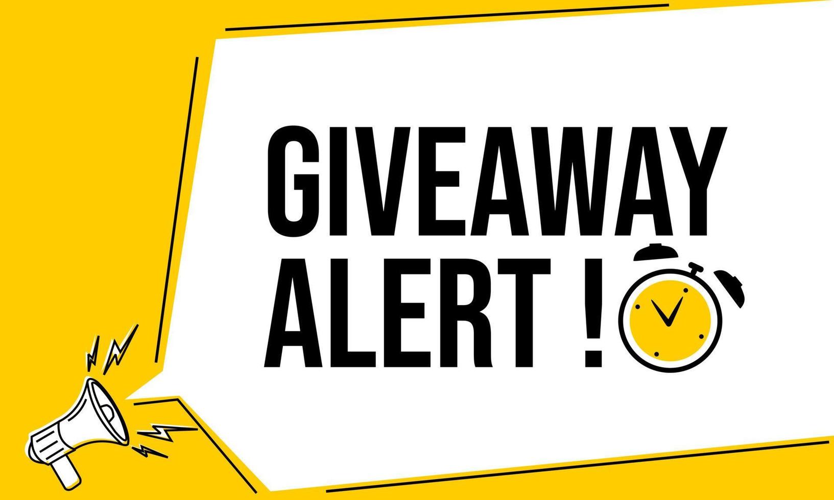 banner giallo con testo di avviso giveaway. design piatto per la promozione di eventi vettore