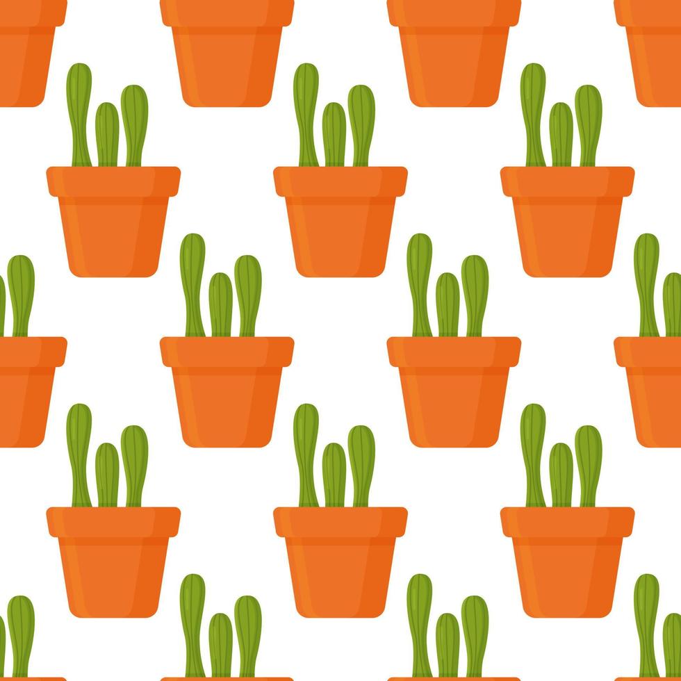 illustrazione vettoriale di un modello di cactus rotondi. immagine senza giunte di cactus in un vaso marrone.