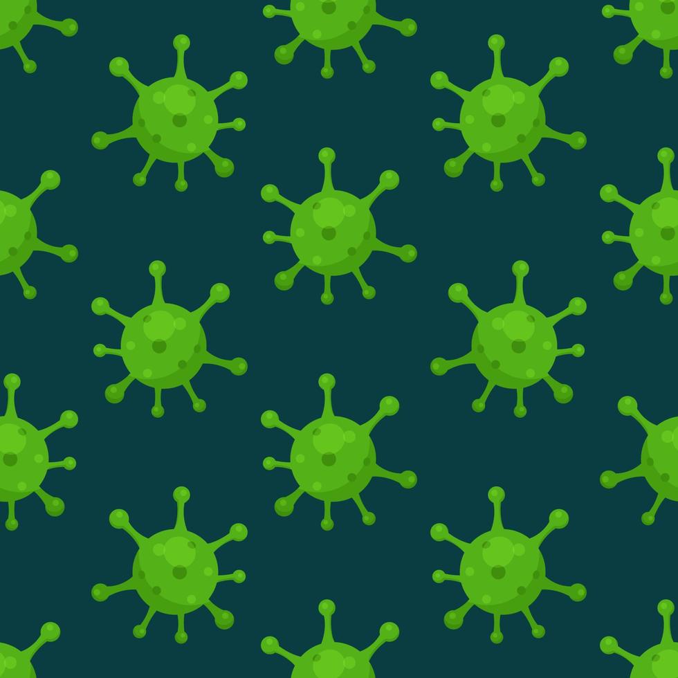 illustrazione vettoriale del pattern del virus. carta da parati di virus e batteri verdi.