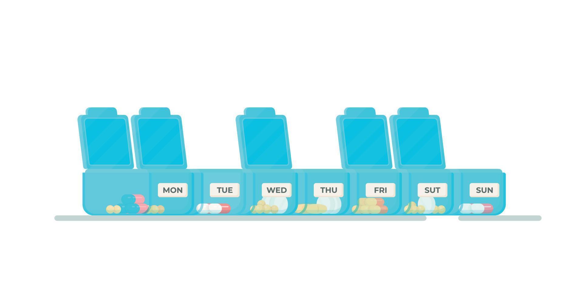 imballaggio delle pillole in scatole. illustrazione vettoriale del lavoro del packer. medicina, farmacia, farmaci.