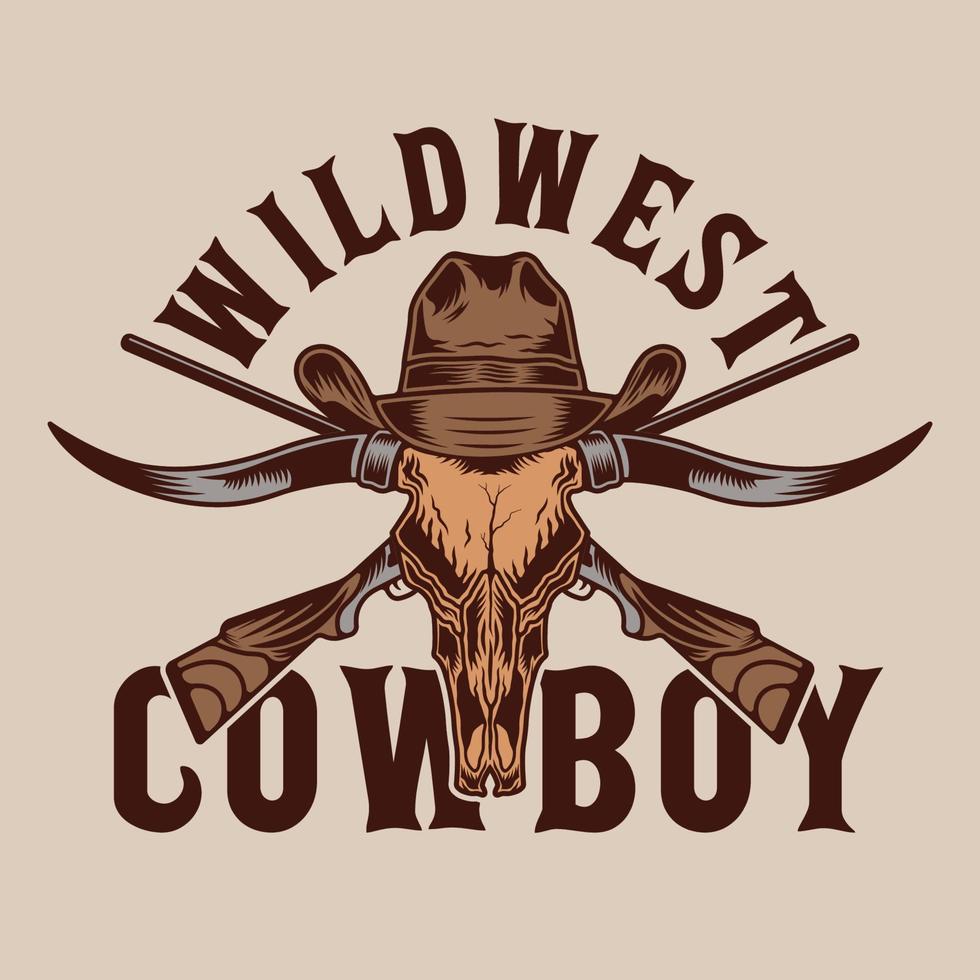 design selvaggio west cowboy vintage vettore