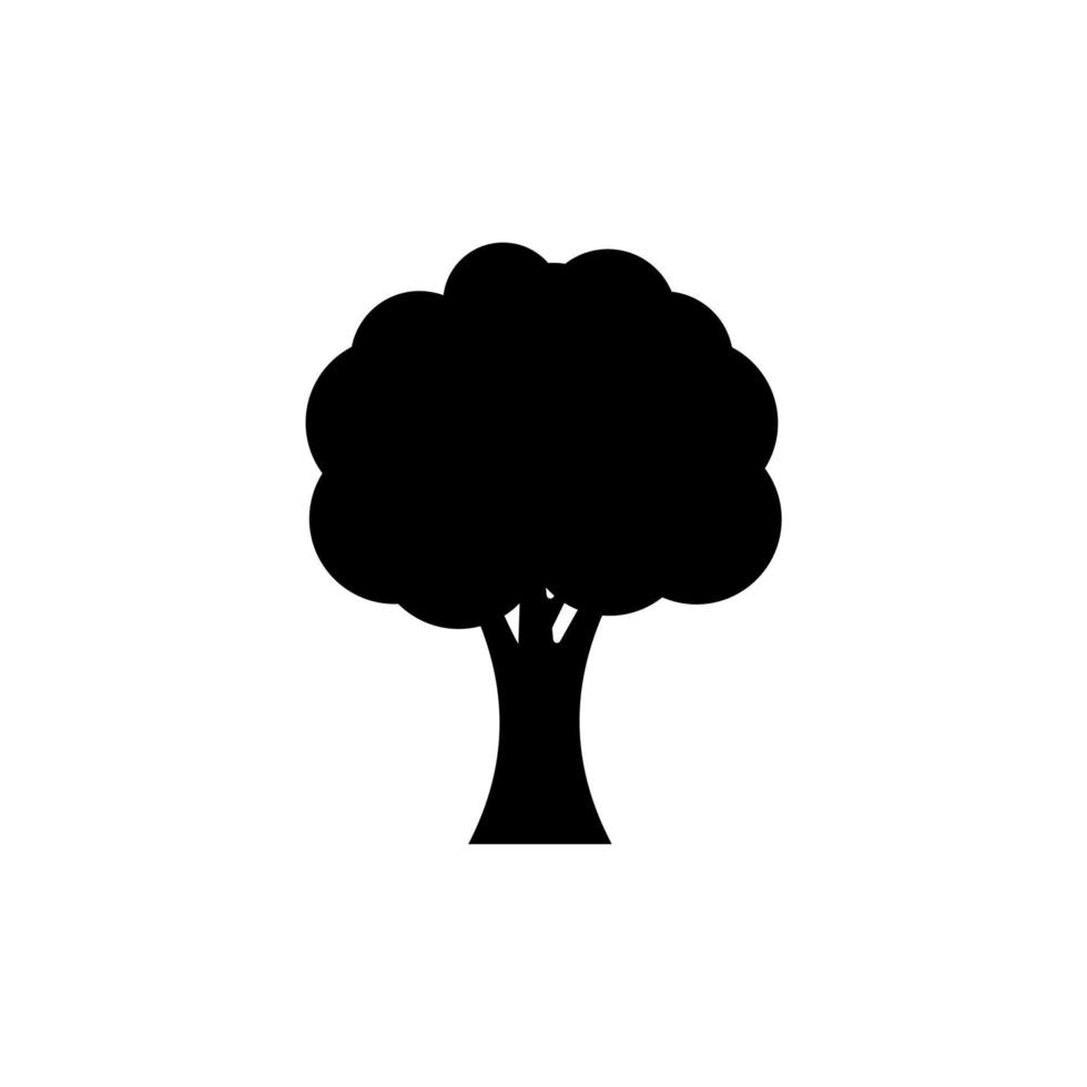 semplice icona della siluetta dell'albero su priorità bassa bianca vettore
