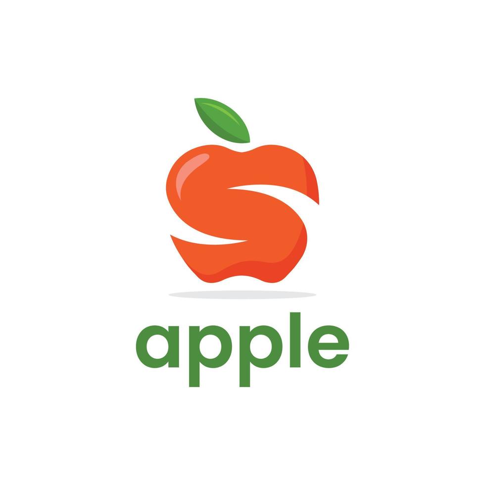 logo di frutta mela con forma di lettera s vettore