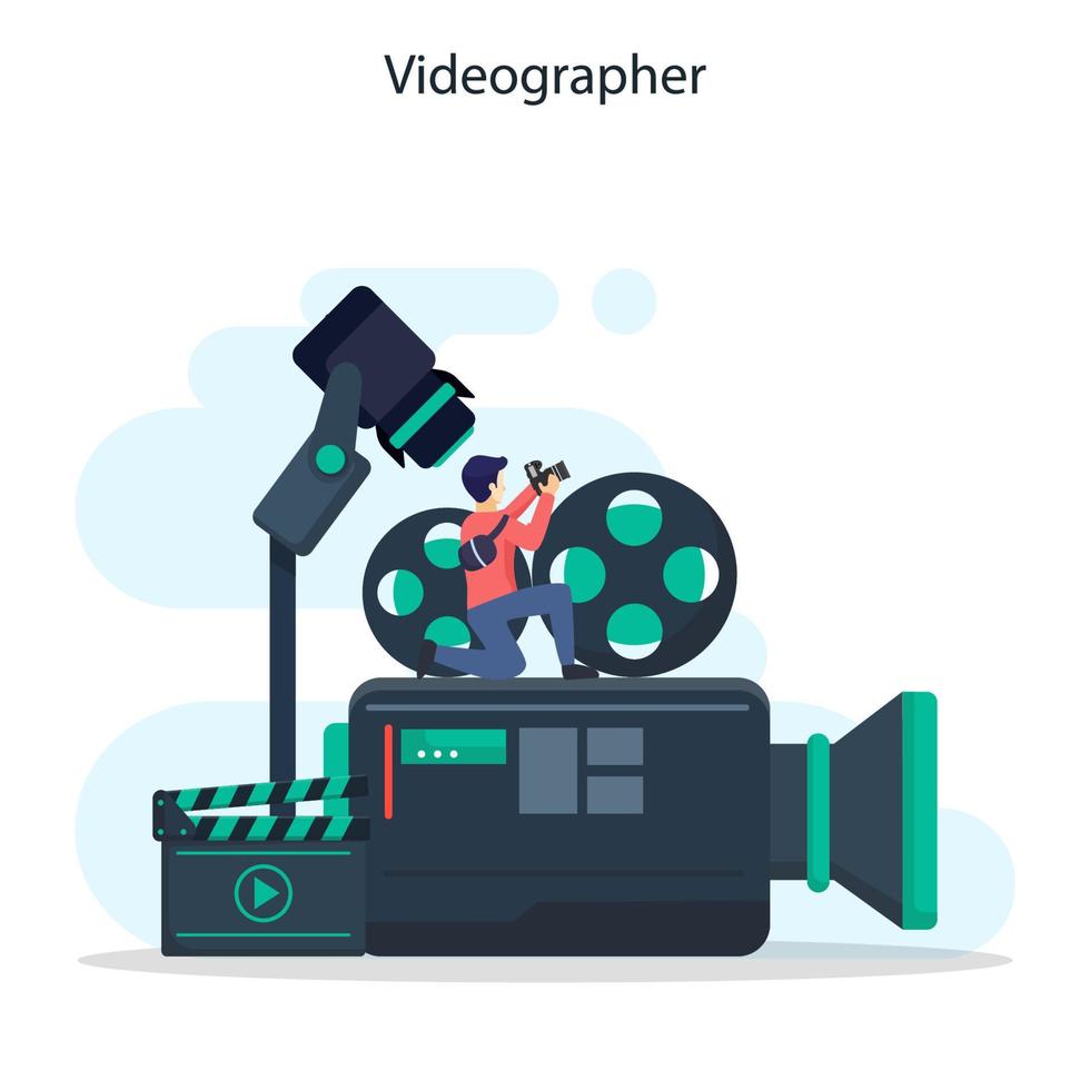 produzione video o vettore videografo. industria cinematografica e cinematografica con attrezzature speciali.