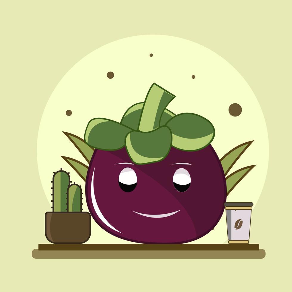 illustrazione di base dell'icona del vettore di frutta mangostano rgb